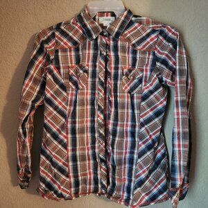 Adiktd Womens Long Sleeve Pearl Snap Western Shirt Size Large